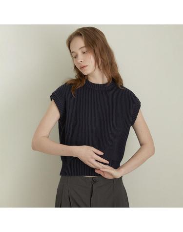 Sleeveless knit vest (dark navy)