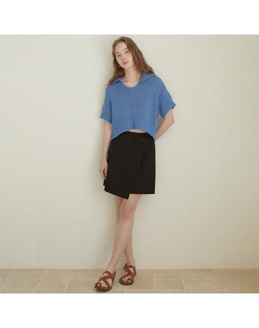 Polo collar sweater (blue)