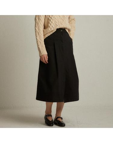 A-line slit denim skirt (black)