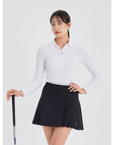 여성 골프 간절기 골지 에리긴팔 티셔츠 VLTSO801_OW