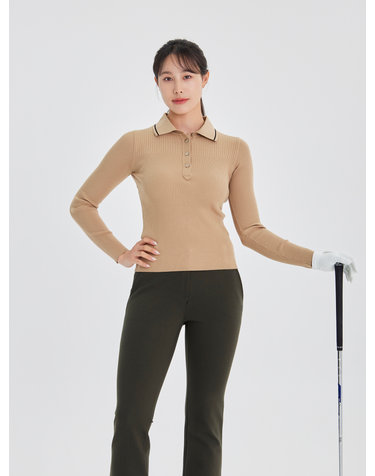 여성 골프 에센셜 골지 카라 스웨터 VLKTO892_BE
