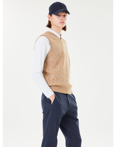 남성 골프 로고JQD V넥 VEST VMKVO902_BE