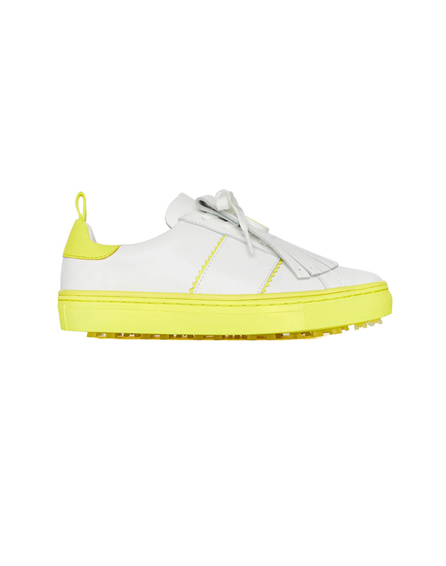 지포어 25FW 여성 킬티 디스럽터 골프화 화이트라이트옐로우 G4LS23EF50 SOLAR 착용컷