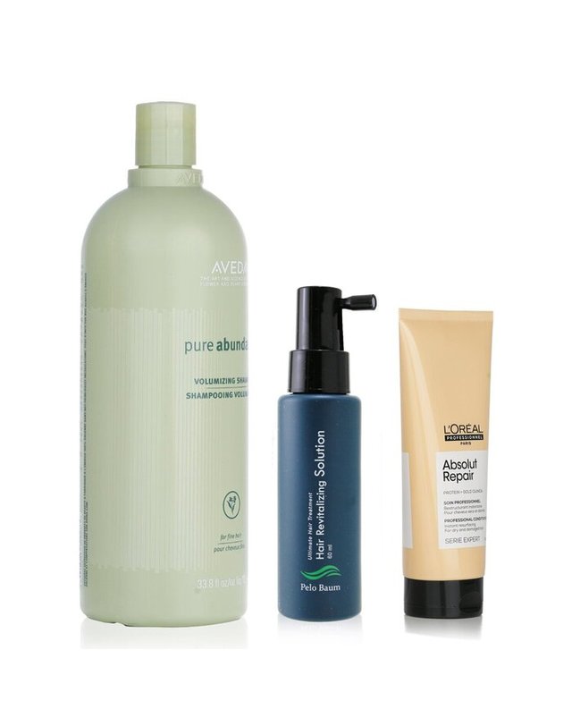 펠로 바움 펠로 바움 펠로 바움 헤어 리바이탈라이징 솔루션 60ml + 아베다 볼류마이징 샴푸 1000ml + 로레알 리서페이싱 컨디셔너 200ml 3pcs 착용컷