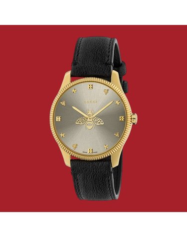 (케이스+쇼핑백포함)(공식매장AS가능) 구찌 G-타임리스 36mm 위드 비 시계 블랙 681757 I86A0
