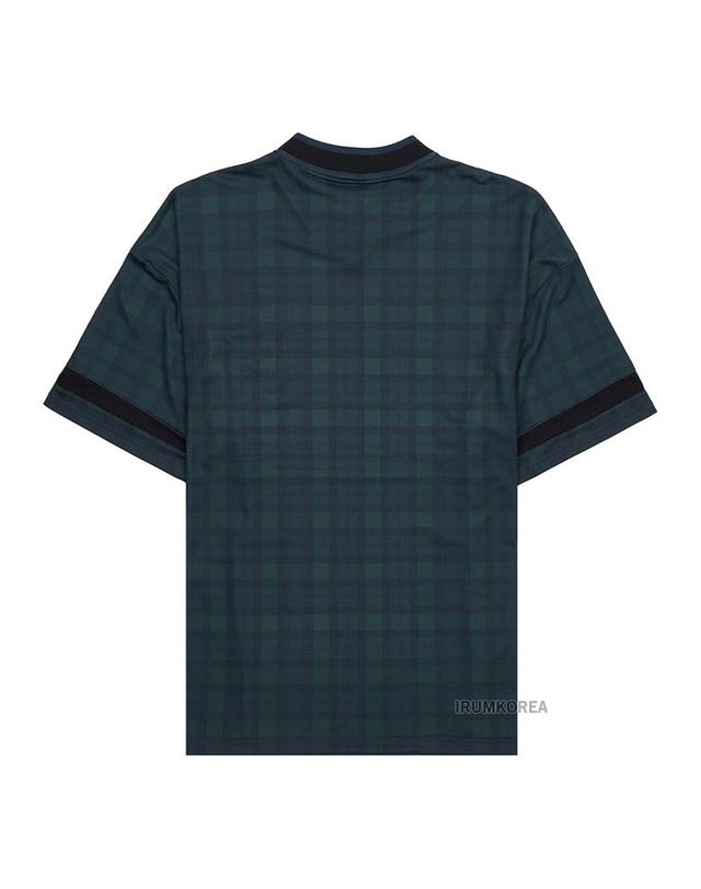 마틴로즈 [마틴로즈] SS25 남성 스트라이프 무늬 티셔츠 179JT11024 BLACK TARTAN 착용컷