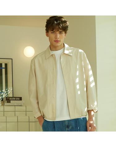 코튼 블렌드 오버셔츠 자켓 베이지_OKS3SHCL107I1