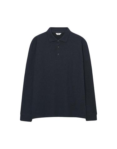 레이온 혼방 기모 카라 티셔츠 네이비_OLW1T1TL102N1