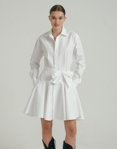 Calla Poplin Shirtdress - White
