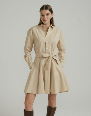 Calla Poplin Shirtdress- Beige