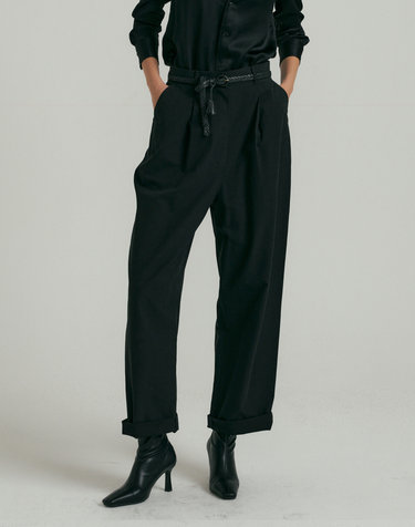 Tapered-fit Cotton Pants_Black