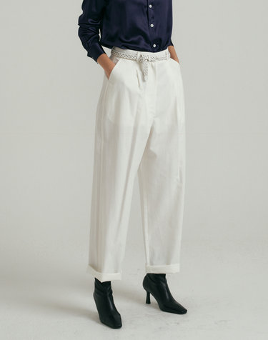 Tapered-fit Cotton Pants_Cream