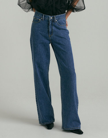 Wide fit Straight Denim - Blue Wash