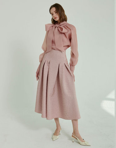 로지 자카드 플레어 스커트 Rosie Jacquard Flare Skirt - Pink