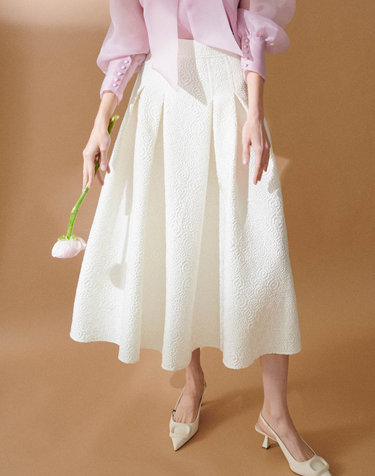 로지 자카드 플레어 스커트 Rosie Jacquard Flare Skirt - Cream