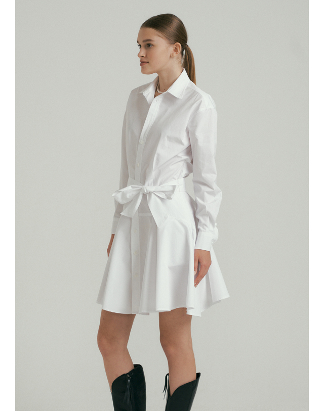 히비스커스 블룸 Calla Poplin Shirtdress - White 착용컷