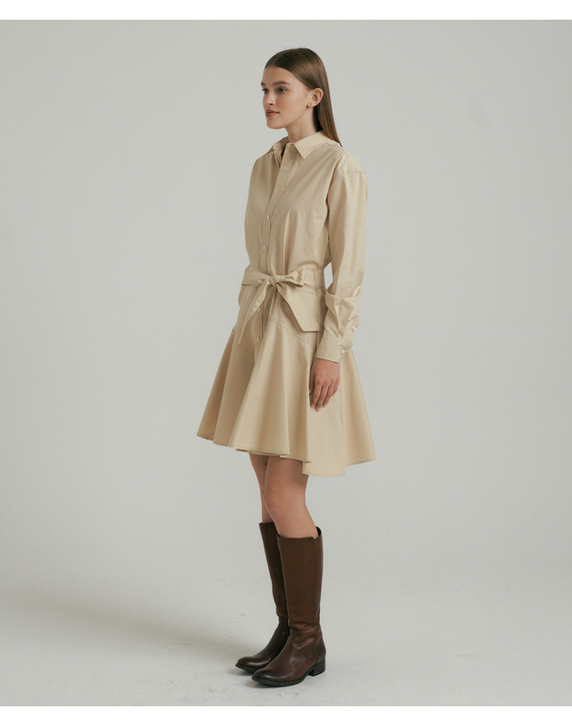 히비스커스 블룸 Calla Poplin Shirtdress- Beige 착용컷