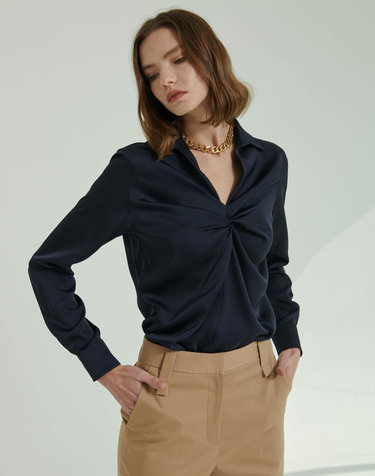 제나 트위스트 셔츠 Jenna Twist detail Shirts - Midnight Navy