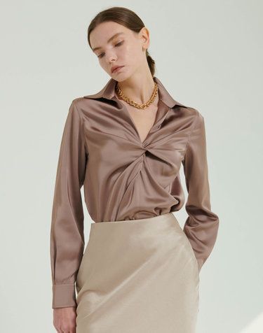제나 트위스트 셔츠 Jenna Twist detail Shirts - Taupe