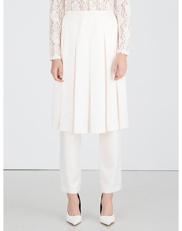 Pleats Skirt Pants_WHITE