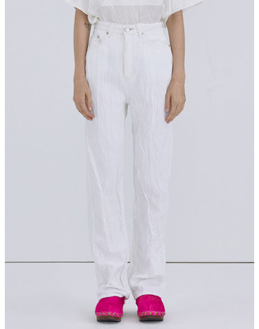 Wrinkle Denim Pants_Ivory