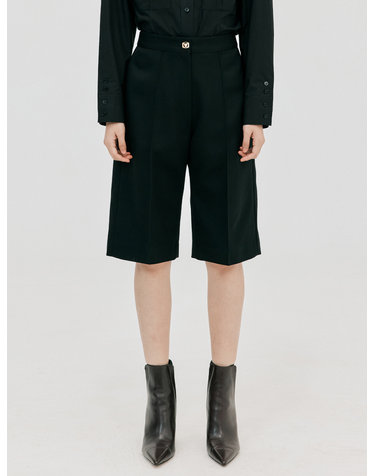 분더캄머 Pintuck Bermuda Pants_Black