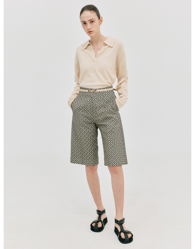 분더캄머 Pintuck Bermuda Pants_Beige 베이지 착용컷