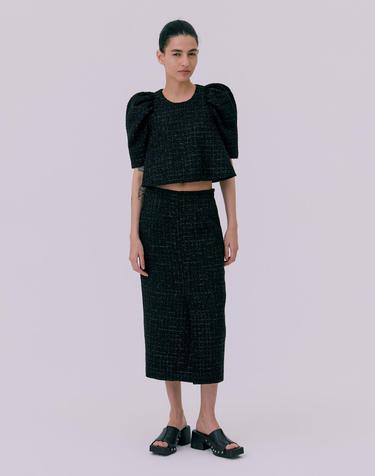 26 Tweed Puff Top_Black