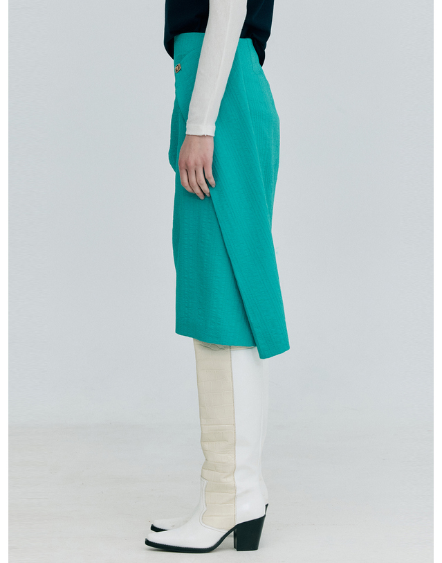 분더캄머 Tuck Pencil Skirt_Green 착용컷