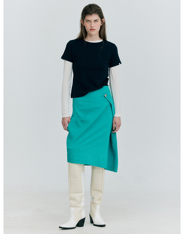 분더캄머 Tuck Pencil Skirt_Green 착용컷