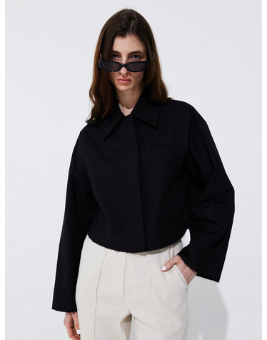 Raw-cut Cotton Jumper_Black