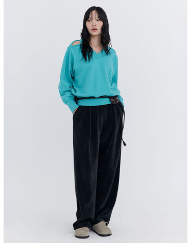 Damage V-neck sweatshirt_Mint