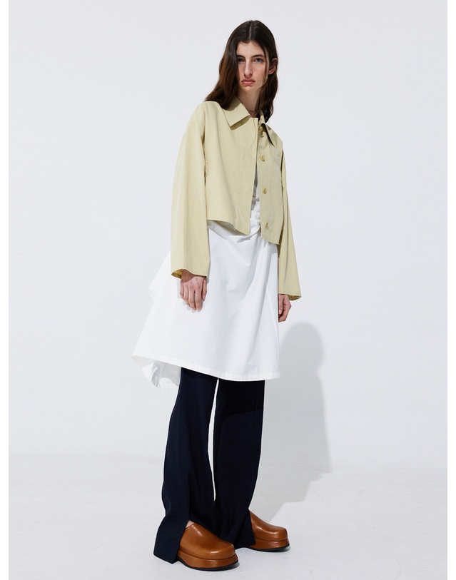 분더캄머 Raw-cut Cotton Jumper_Olive 착용컷