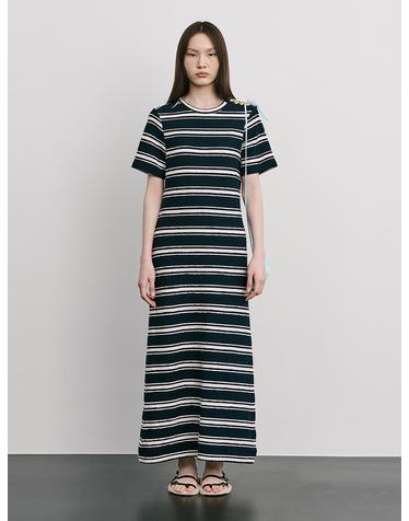 [5차 리오더]Stripe Jacquard Knit Dress_Navy