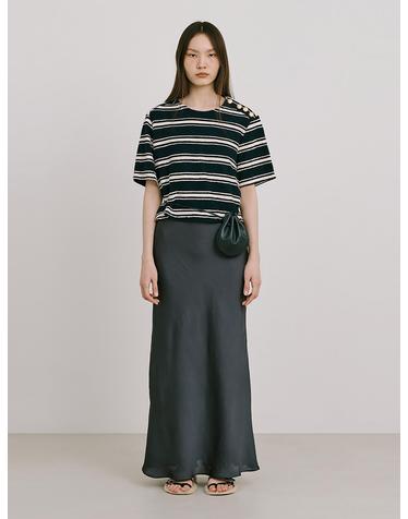 Stripe Jacquard Knit Short Sleeve T_Navy