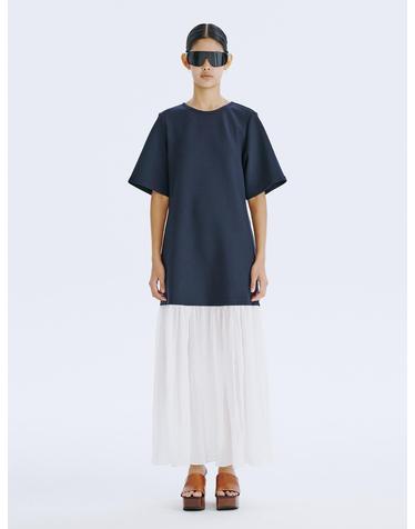 Bare Back Shirring Dress_Navy