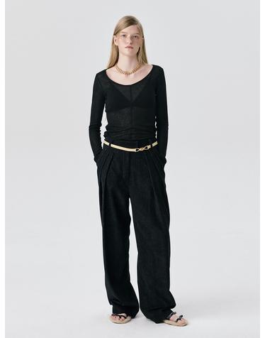 Steady Wide Tuck Pants_Black