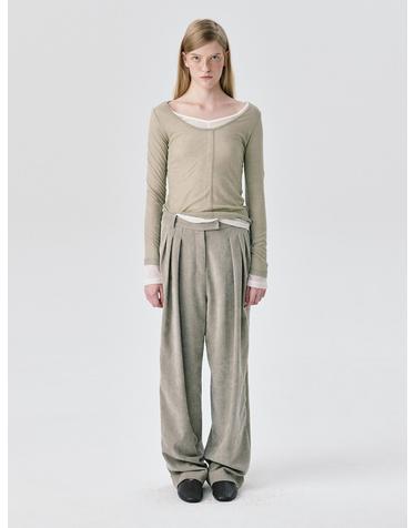 Steady Wide Tuck Pants_Grey