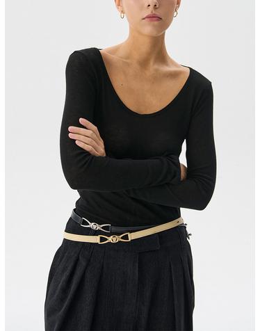 Vegan-leather Slim Belt_2Color