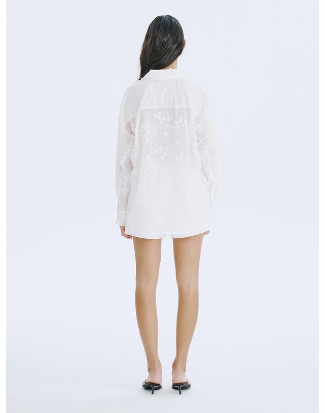 분더캄머 Applique Embroidery V-neck Shirts_White 착용컷