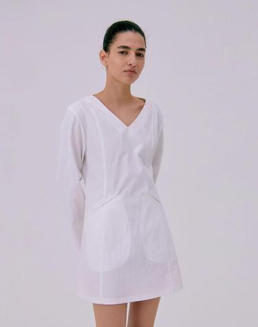 V-neck Mini Dress_White