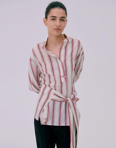 Henleyneck Tied shirt_Red
