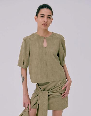 Puff Sleeve Blouse_Brown