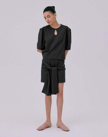 Tied Mini Skirt_Navy