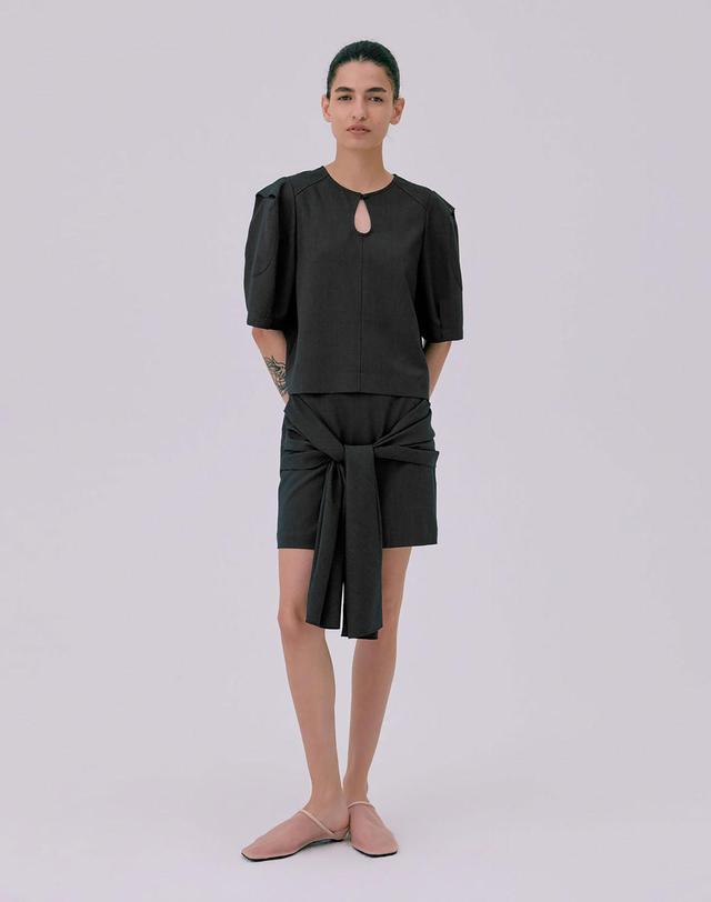 분더캄머 Tied Mini Skirt_Navy 착용컷