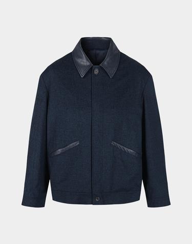 [birbante] 울 블렌드 레더 카라 블루종 자켓