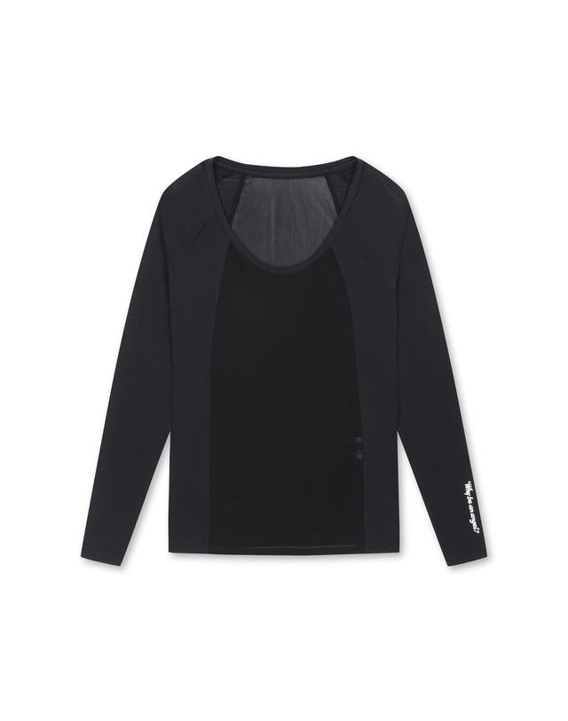 왁 [WAAC] Women Sun Shield Silky Base Layer (Crewneck)_WWTBM25203BKX 착용컷