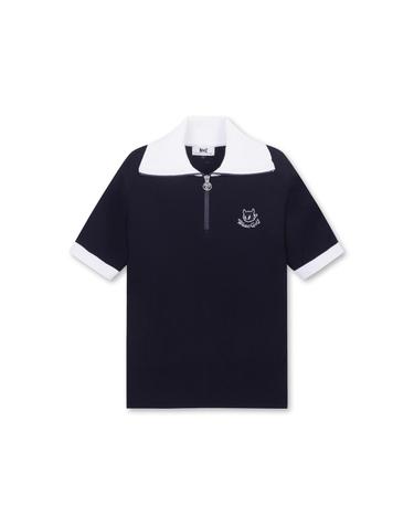 [WAAC] [Exclusive] Women Big Collar SS Half Zip Sweater_WWWAM25903NYD