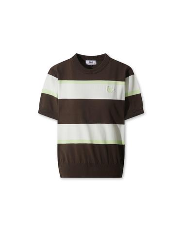 [WAAC] Women Bold Stripes Short Sleeve Sweater WWWAA25602BRX