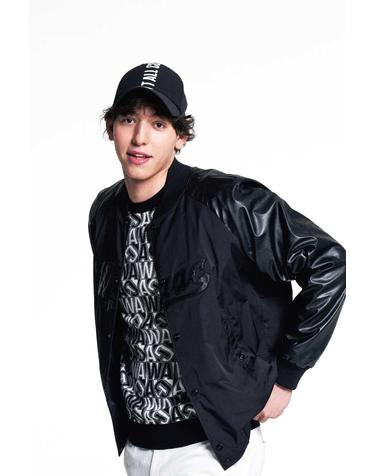 [WAAC] Men Vegan Leather Varsity Jacket WMUAS25103BKX
